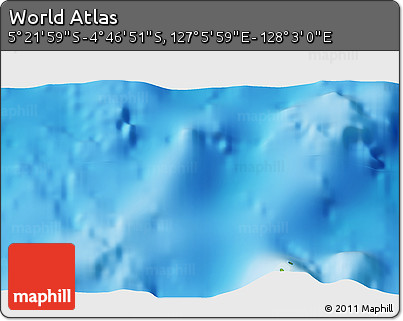 Physical 3D Map of the Area around 5° 4' 25" S, 127° 34' 30" E