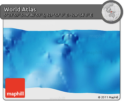 Physical 3D Map of the Area around 5° 4' 25" S, 128° 25' 30" E