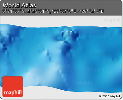 Physical 3D Map of the Area around 5° 4' 25" S, 128° 25' 30" E