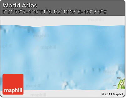 Physical 3D Map of the Area around 5° 4' 25" S, 132° 40' 30" E