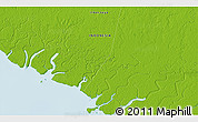Physical 3D Map of the area around 5° 4' 25" S, 137° 46' 30" E