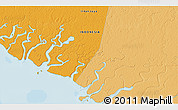 Political 3D Map of the area around 5° 4' 25" S, 137° 46' 30" E