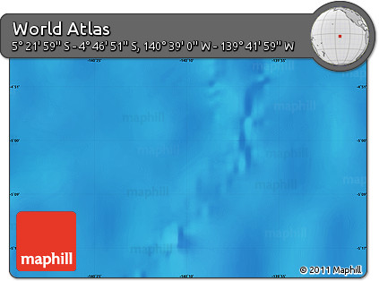 Physical Map of the Area around 5° 4' 25" S, 140° 10' 30" W