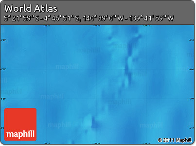 Physical Map of the Area around 5° 4' 25" S, 140° 10' 30" W