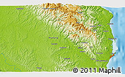 Physical 3D Map of the area around 5° 4' 25" S, 145° 25' 30" E