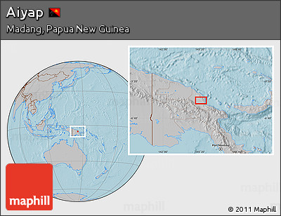 Gray Location Map of Aiyap, hill shading
