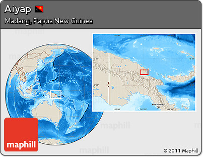 Shaded Relief Location Map of Aiyap