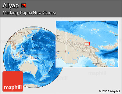 Shaded Relief Location Map of Aiyap