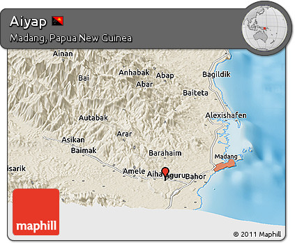 Shaded Relief Panoramic Map of Aiyap