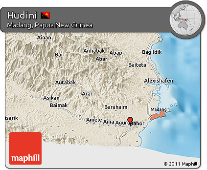 Shaded Relief Panoramic Map of Hudini