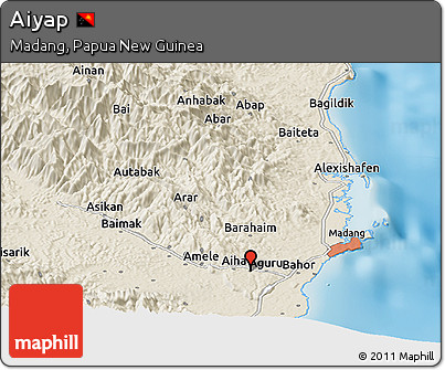 Shaded Relief Panoramic Map of Aiyap
