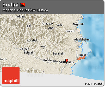 Shaded Relief Panoramic Map of Hudini