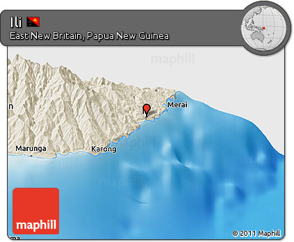 Shaded Relief Panoramic Map of Ili