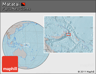 Gray Location Map of Matatai, hill shading