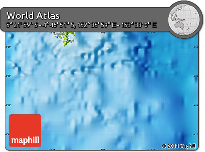 Physical Map of the Area around 5° 4' 25" S, 153° 4' 29" E