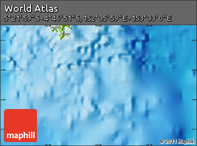 Physical Map of the Area around 5° 4' 25" S, 153° 4' 29" E
