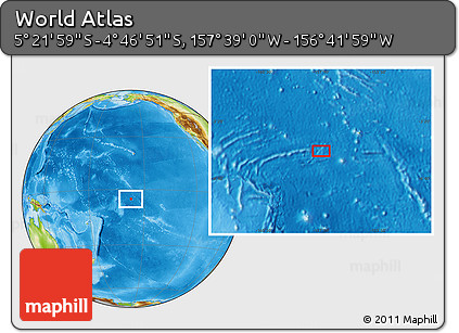 Physical Location Map of the Area around 5° 4' 25" S, 157° 10' 30" W