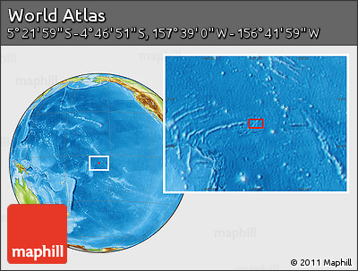 Physical Location Map of the Area around 5° 4' 25" S, 157° 10' 30" W