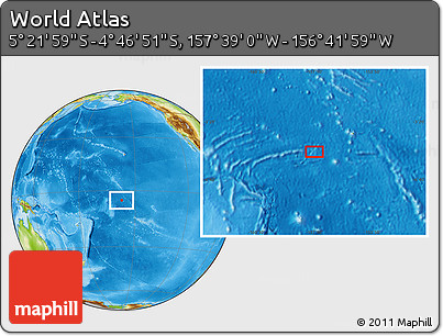 Physical Location Map of the Area around 5° 4' 25" S, 157° 10' 30" W