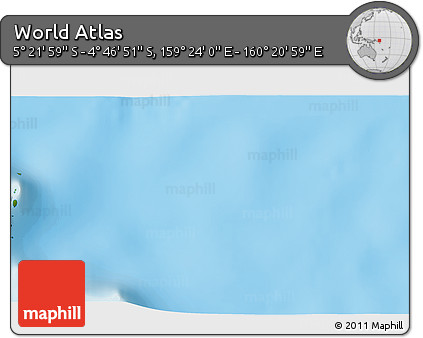 Physical 3D Map of the Area around 5° 4' 25" S, 159° 52' 30" E