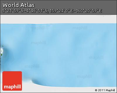 Physical 3D Map of the Area around 5° 4' 25" S, 159° 52' 30" E