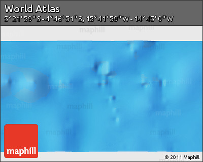 Physical 3D Map of the Area around 5° 4' 25" S, 15° 13' 29" W