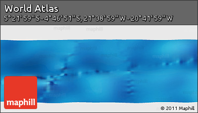 Physical Panoramic Map of the Area around 5° 4' 25" S, 21° 10' 29" W