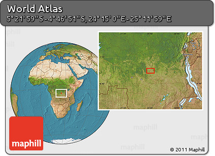 Satellite Location Map of the Area around 5° 4' 25" S, 24° 43' 30" E