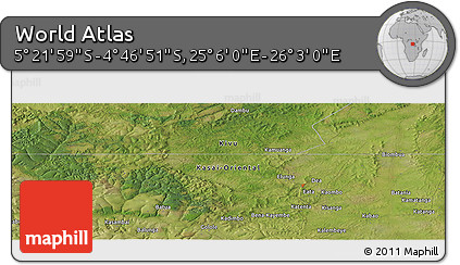 Satellite Panoramic Map of the Area around 5° 4' 25" S, 25° 34' 30" E