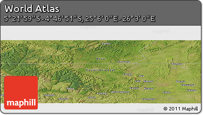 Satellite Panoramic Map of the Area around 5° 4' 25" S, 25° 34' 30" E