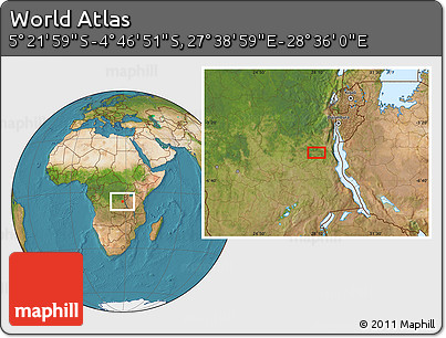 Satellite Location Map of the Area around 5° 4' 25" S, 28° 7' 30" E