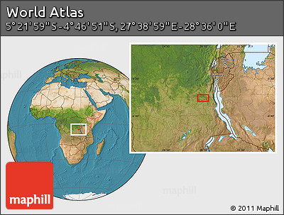 Satellite Location Map of the Area around 5° 4' 25" S, 28° 7' 30" E