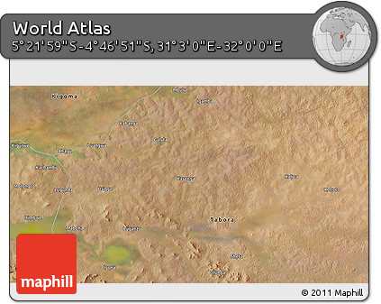 Satellite 3D Map of the Area around 5° 4' 25" S, 31° 31' 29" E