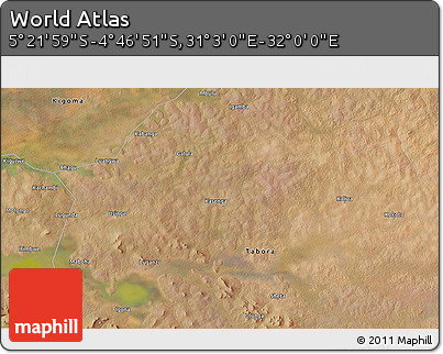 Satellite 3D Map of the Area around 5° 4' 25" S, 31° 31' 29" E