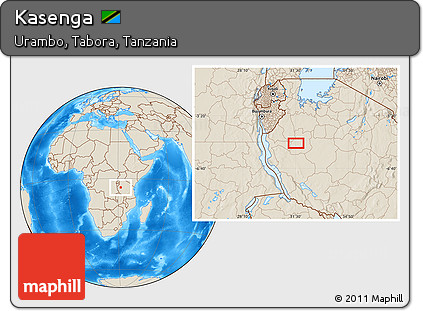 Shaded Relief Location Map of Kasenga