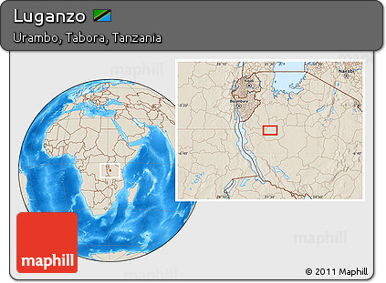Shaded Relief Location Map of Luganzo
