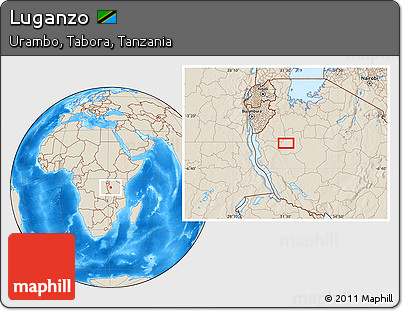 Shaded Relief Location Map of Luganzo