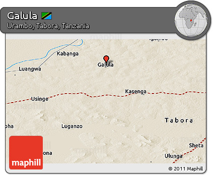 Shaded Relief Panoramic Map of Galula