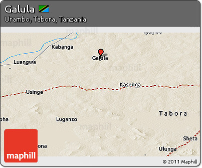 Shaded Relief Panoramic Map of Galula