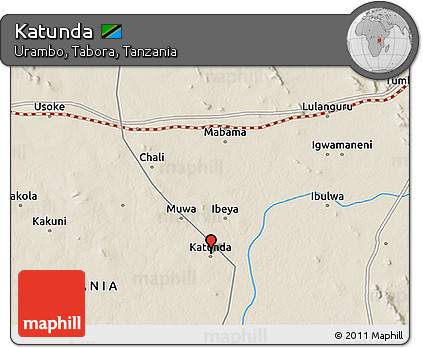 Shaded Relief 3D Map of Katunda