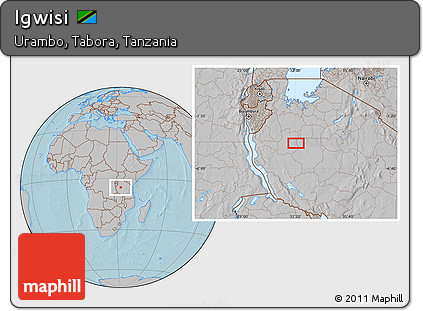 Gray Location Map of Igwisi, hill shading