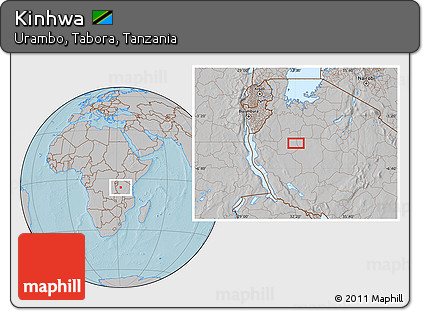 Gray Location Map of Kinhwa, hill shading