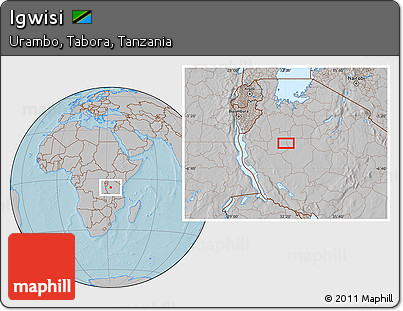 Gray Location Map of Igwisi, hill shading