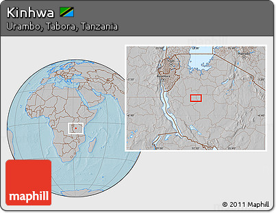 Gray Location Map of Kinhwa, hill shading