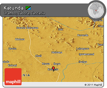Physical Panoramic Map of Katunda