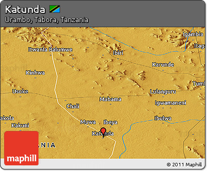 Physical Panoramic Map of Katunda