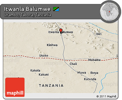 Shaded Relief Panoramic Map of Itwanla Balumwe