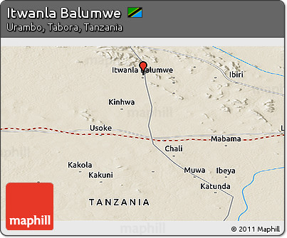 Shaded Relief Panoramic Map of Itwanla Balumwe