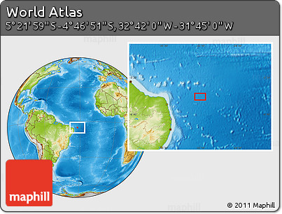 Physical Location Map of the Area around 5° 4' 25" S, 32° 13' 30" W