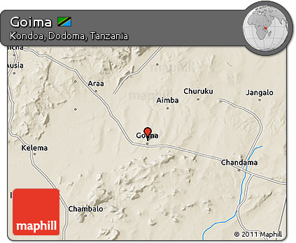 Shaded Relief 3D Map of Goima